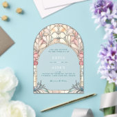 Pastel pink blue floral acrylic invitation acryl uitnodigingen (Insitu (Huwelijk))