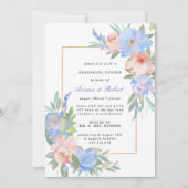 Pastel Pink Blue Floral Rehearsal Dinner Kaart (Voorkant)