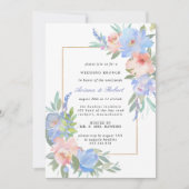 Pastel Pink Blue Floral Wedding Brunch Kaart (Voorkant)