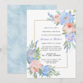 Pastel Pink Blue Floral Wedding Brunch Kaart (Voorkant / Achterkant)