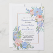 Pastel Pink Blue Floral Wedding Verloving Kaart (Voorkant)