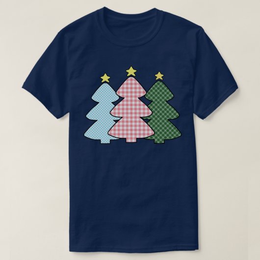 Pastel Pink Blue Green-kerstbomen T-shirt (Design voorkant)