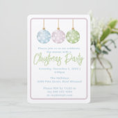 Pastel Pink Blue & Green Ornaments Christmas Party Kaart (Staand voorkant)