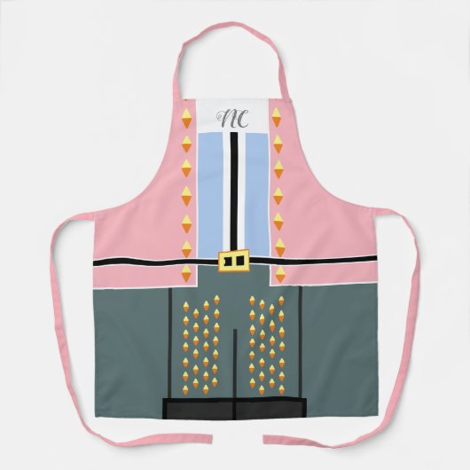 Pastel Pink Blue Monogram Nutkraker Schort (Voorkant)