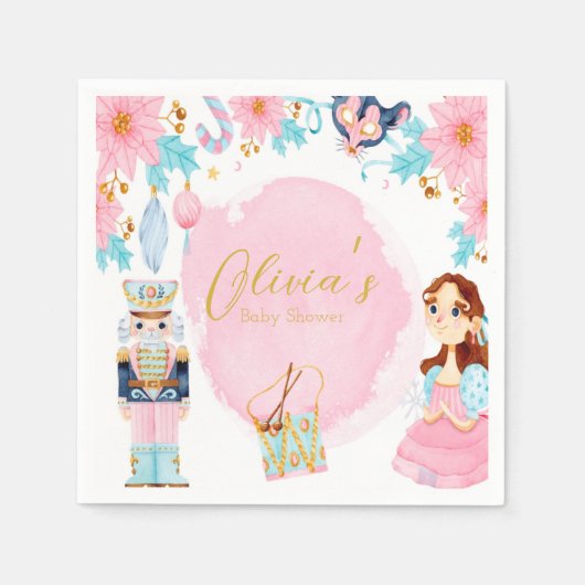 Pastel Pink Blue  Nutkraker Baby shower Servet (Voorkant)