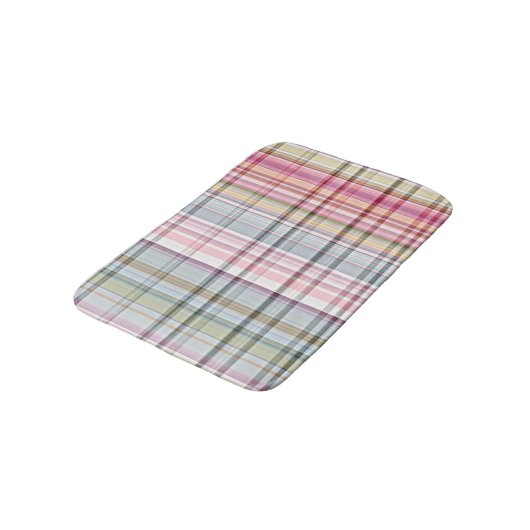 Pastel Pink Blue Retro Tartan Patroon Badmat (Gekanteld)