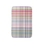 Pastel Pink Blue Retro Tartan Patroon Badmat (Voorkant Verticaal)