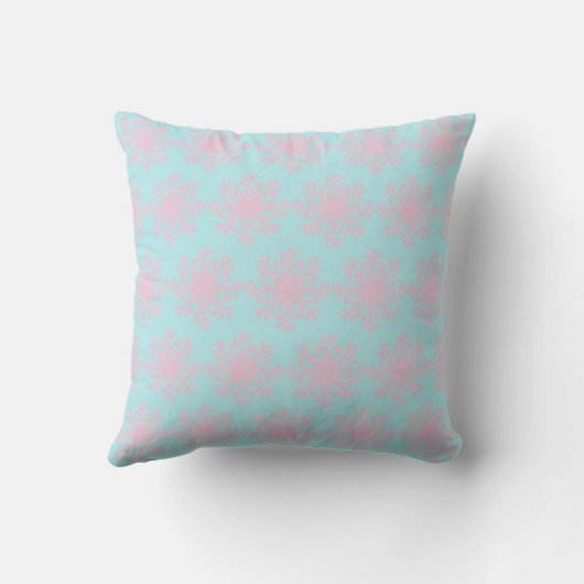 Pastel Pink Blue Snowflakes Merry Kerstry Kussen (Achterkant)