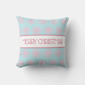 Pastel Pink Blue Snowflakes Merry Kerstry Kussen (Voorkant)