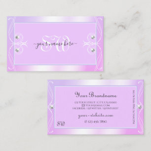 Pastel Pink Blue Sparkle Diamonds Initialen Visitekaartje