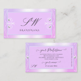 Pastel Pink Blue Sparkle Diamonds  monogram Visitekaartje