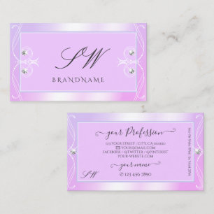 Pastel Pink Blue Sparkle Diamonds monogram Visitekaartje