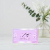 Pastel Pink Blue Sparkle Diamonds  monogram Visitekaartje (Staand voorkant)