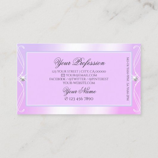 Pastel Pink Blue Sparkle Diamonds  Ornamenten Visitekaartje (Achterkant)