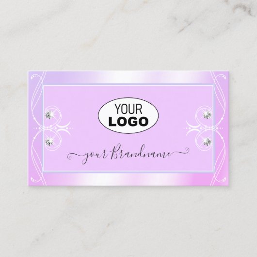 Pastel Pink Blue Sparkle Diamonds voegt  Logo toe Visitekaartje (Voorkant)