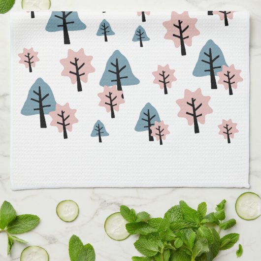 Pastel Pink Blue Tree Cookie Bell Star Kerstmis Theedoek (Gevouwen)