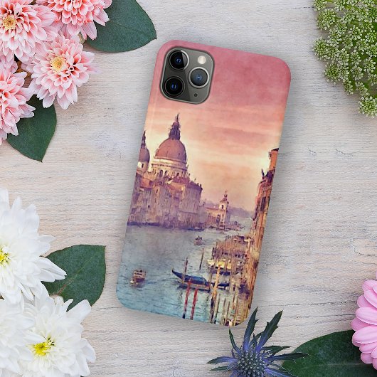 Pastel Pink Blue Venice Canal Grande Waterverf Case-Mate iPhone Case
