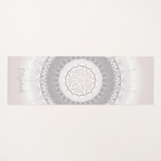 Pastel Pink Blush Mandala Monogram Yogamat (Voorkant (horizontaal))