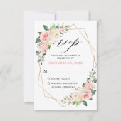 Pastel Pink Blush Roos Floral Geometric Weddenscha RSVP Kaartje (Voorkant)