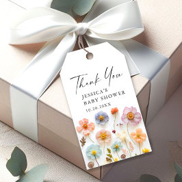 Pastel Pink Bohemian Wildflowers Baby shower Cadeaulabel