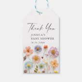 Pastel Pink Bohemian Wildflowers Baby shower Cadeaulabel (Voorkant)