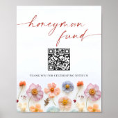 Pastel Pink Bohemian Wildflowers Honeymoon Fund Poster (Voorkant)