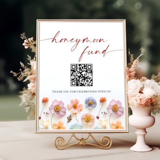 Pastel Pink Bohemian Wildflowers Honeymoon Fund Poster