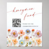 Pastel Pink Bohemian Wildflowers Honeymoon Fund Poster (Voorkant)