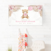 Pastel Pink Boho Pampas Teddy Bear Welkom Baby Spandoek (Insitu)