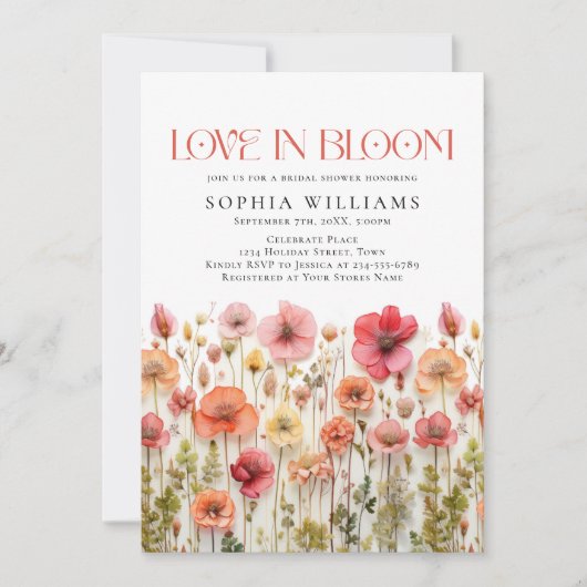 Pastel Pink Boho Wild Flowers Vrijgezellenfeest Kaart (Voorkant)