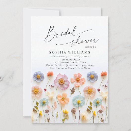 Pastel Pink Boho Wild Flowers Vrijgezellenfeest Kaart (Voorkant)