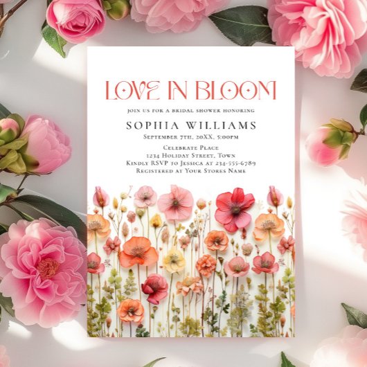 Pastel Pink Boho Wild Flowers Vrijgezellenfeest Kaart