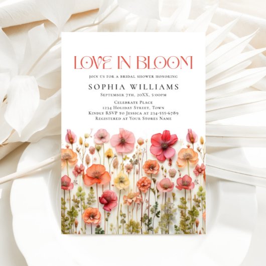 Pastel Pink Boho Wild Flowers Vrijgezellenfeest Kaart