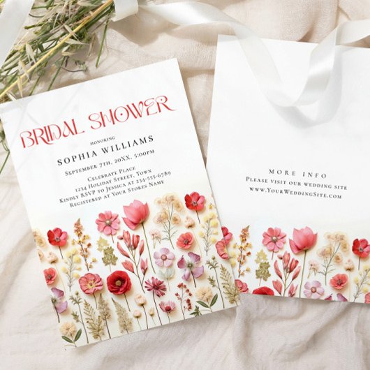 Pastel Pink Boho Wild Flowers Vrijgezellenfeest Kaart