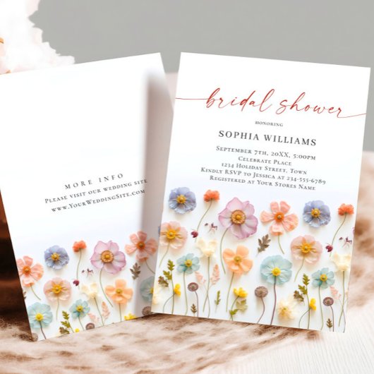 Pastel Pink Boho Wild Flowers Vrijgezellenfeest Kaart