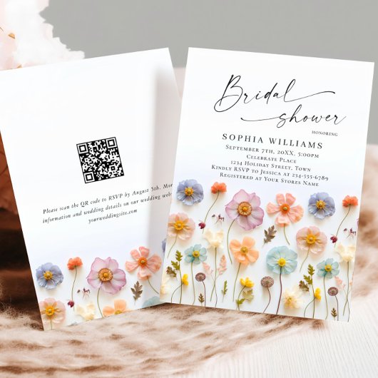 Pastel Pink Boho Wild Flowers Vrijgezellenfeest Kaart