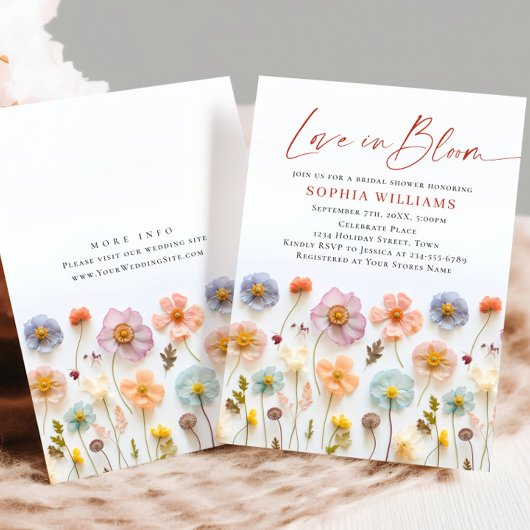 Pastel Pink Boho Wild Flowers Vrijgezellenfeest Kaart