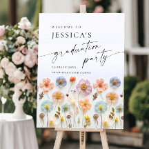 Pastel Pink Boho Wildflower Afstudeerfeest