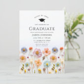 Pastel Pink Boho Wildflowers Afstudeerfeest Kaart (Staand voorkant)