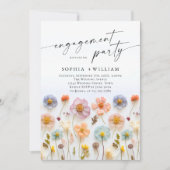 Pastel Pink Boho Wildflowers Engagement Party Kaart (Voorkant)