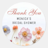 Pastel Pink Boho Wildflowers Vrijgezellenfeest Ronde Sticker (Voorkant)