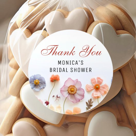 Pastel Pink Boho Wildflowers Vrijgezellenfeest Ronde Sticker