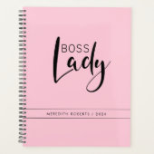 Pastel Pink Boss Lady Logo op persoonlijke titel Planner (Voorkant)