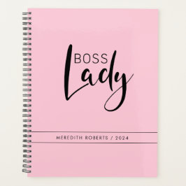 Pastel Pink Boss Lady Logo op persoonlijke titel Planner