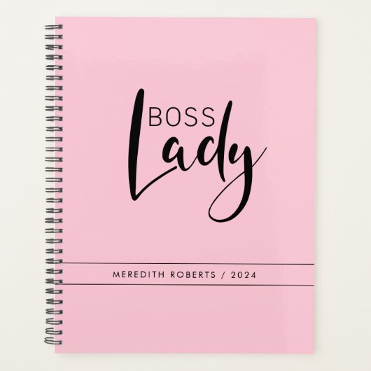 Pastel Pink Boss Lady Logo op persoonlijke titel Planner (Voorkant)