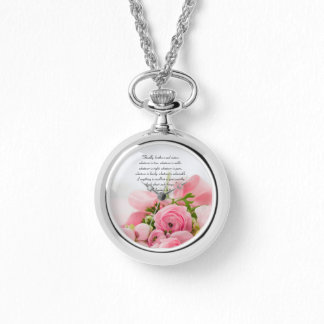 Pastel Pink Bouquet of Flowers Bible Verse Horloge