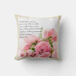 Pastel Pink Bouquet of Flowers Bible Verse Kussen