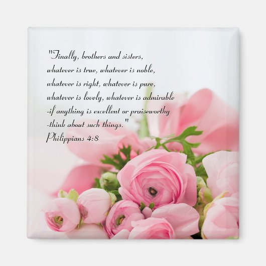 Pastel Pink Bouquet of Flowers Bible Verse Magneet (Voorkant)