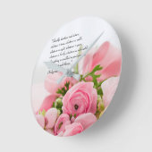 Pastel Pink Bouquet of Flowers Bible Verse Ronde Klok (Hoek)
