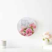 Pastel Pink Bouquet of Flowers Bible Verse Ronde Klok (Huis)